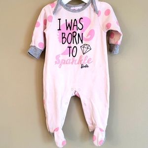 Barbie "I Was Born to Sparkle" pink footed sleeper/footie